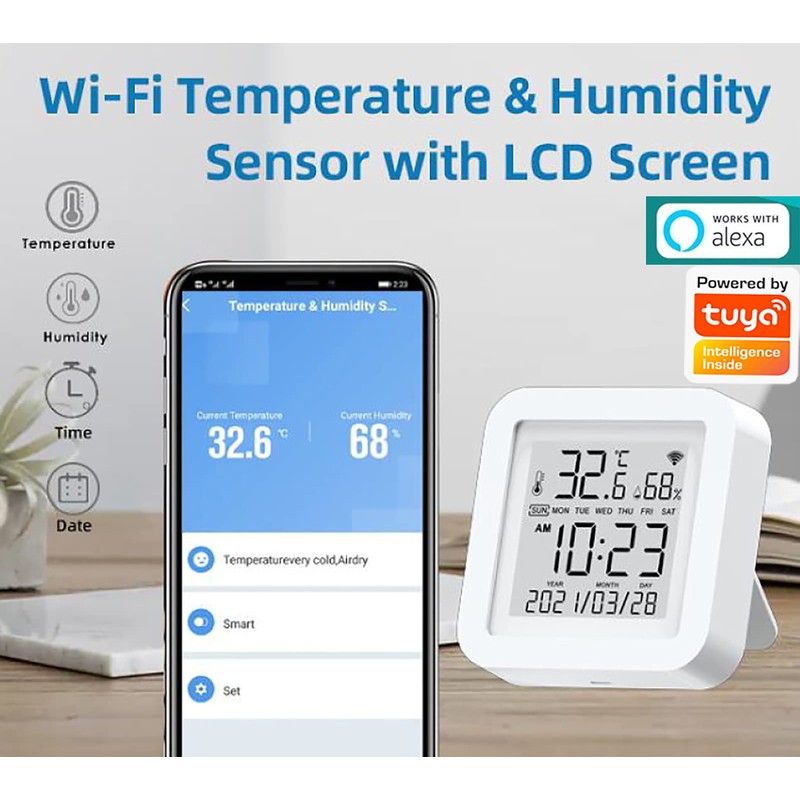 Smart WiFi Temperature Humidity Monitor: TUYA Wireless Temperature Humidity Sensor