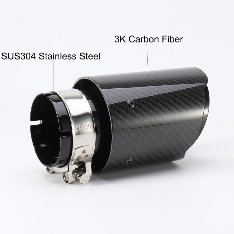 Carbon Fiber Exhaust Tip 2.5 Inlet 3.5 Outlet Gloss Black