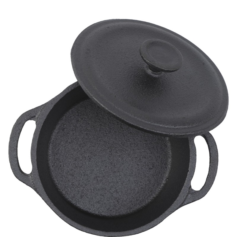 GoodCook Pre-Seasoned Cast Iron Mini Dutch Oven, Black