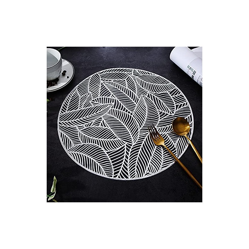 Hosoncovy 4 Pack Leaf Decorative Placemats PVC Placemats Hollow Dining