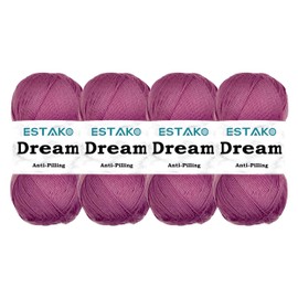 Estako Dream, (4 Skeins Pack) 100% Microfiber Acrylic Yarn, Soft, Super Fino/Fingering Weight (1) for Crochet and Knitting (4 x 3.5 Oz) / (4 x 382 Yrds) (70659 - Light Purple)