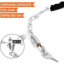 Bike Chain Locks, Heavy Duty Bicycle Lock with 2 Keys,Anti-Theft Waterproof High Security Chain Lock for Bike, Motorcycle, Door, Fence, Gate, Bicycle, Scooter