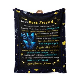 Best Friend Blanket Butterfly Soft Cozy Throw Blanket 50"x60" for Women, Gift for Best Friend, Mom, Wife, Sister Birthday, Graduation, Christmas, Thanksgiving, Mother's Day, Valentine's Day Gift Idea