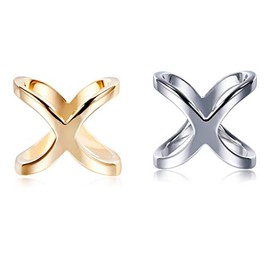 SYBL 2PCS Women Lady Girls Simple Fashion X Shape Scarves Buckle Scarf Clip Scarf Ring Wrap Clamp Silk Scarf Clasp Holder for Clothing Neckerchief Shawl (Golden + Silver)