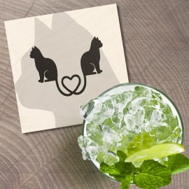 Unbranded Cat Love Pet Animal 4'' X 4'' Square Wooden Coaster