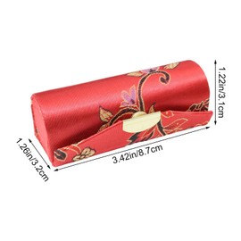 yueton 4 Pack Chinese Style Brocade Lipstick Case Unique Woven Satin Lipstick Holder Lipstick Box with Mirror for Women, Random Colors