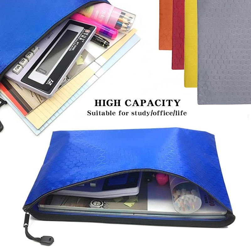 Document Bag, Pack of 5 A5 File Pockets with Zip,
