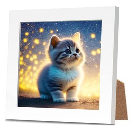 Lithyc Diamond Painting Photo Frame, Diamond Painting Cat, Diamond Painting Children Cat, 5D Diamond Painting Picture with Diamond Painting Accessories Crafts, Diamond Painting Pictures Home Wall