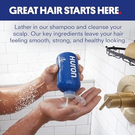 Huron Champú para hombres y mujeres, champú hidratante y fortalecedor con cítricos + enebro + verdes aromáticos, lavado refrescante e hidratante para 