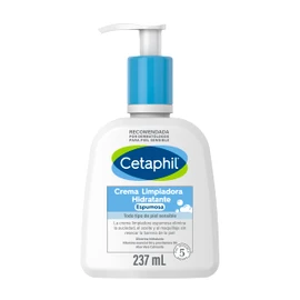CETAPHIL Crema Limpiadora Espumosa Hidrantante, elimina la suciedad, aceite y maquillaje sin dañar la barrera de la piel, de 237 ml, Recomendada por Dermàtologos para Piel Sensible