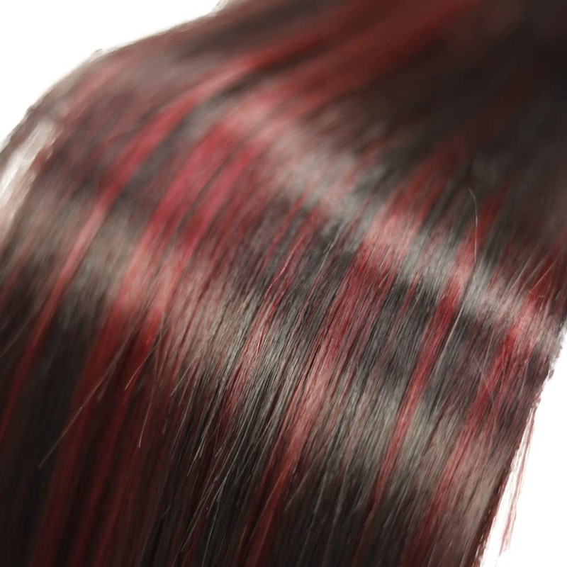 Peenoll Burgundy Straight Human Hair Bundles 8 10 12 inch