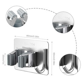 4pcs Broom Holder Wall, Tool Holder, Garden Tool Holder, Broom Holder Wall, Mop Holder Device Holder with Hook for Mop, Broom, Shovel, Tools, Grey