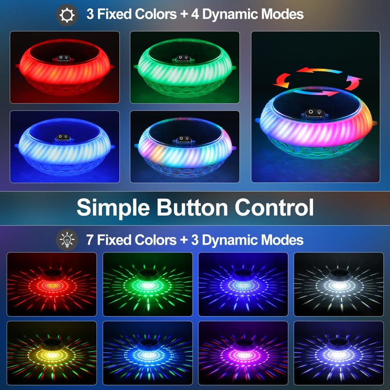 Askyli Floating Pool Lights, IP68 Waterproof Solar Pool Lights That