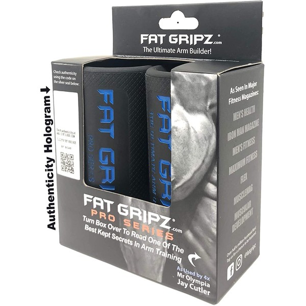 Fat Gripz Ultimate Arm Builder Fat Gripz Pro 2.2 inch Diameter Dumbbell Barbell EZ Bar Kettlebell Wearable Muscle Training Goods (Pro Black Edition)