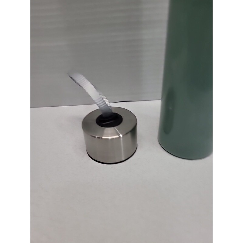 Mainstay 18 oz Water Bottle Green Silver Includes Handle Strap