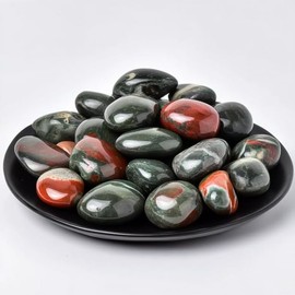 SigMntun Polished South African Blood Jasper Crystal, 24 Pcs, 1.5 cm Handpicked Natural Tumbled Gemstones Rocks for Healing, Reiki, Meditation, Witchcraft and Home Decoration