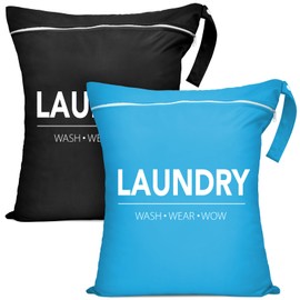 Sylfairy 2 Pcs Large Travel Laundry Bags, Waterproof Wet Dry Bags, Washable Dirty Clothes Bags for Gym, Swimming, Yoga