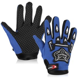QESSUVNC Cycling Gloves Children Bike Gloves Kids Full Finger Gloves Winter Cycling Gloves Kids Waterproof Gloves for Children Cycling Hiking Balance Bike Scooter Skateboard Outdoor Sports (Blue)