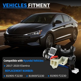 JKIANTECH 81905-F2230 Ignition Lock Cylinder Housing, Compatible with Hyundai Elantra 2017-2020, Ignition Lock Cylinder Switch Assembly with 2 Keys - Replaces 81905F2230, 81905 F2230