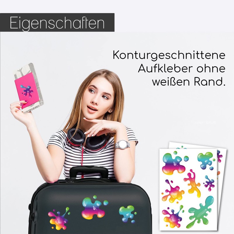 Car Sticker Paint Splashes in Rainbow Colours - Sticker Set