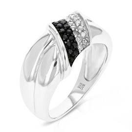 VIR JEWELS Sterling Silver Black Diamond Ring (0.30 cttw) Size 7