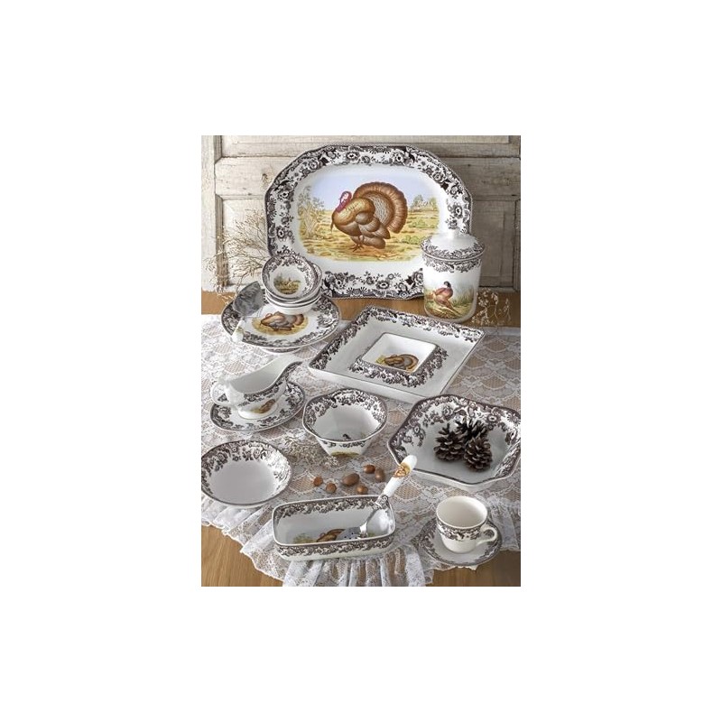 Spode Woodland Turkey Round Platter - 12" Fine Porcelain Serving