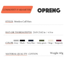 Opreng Brimless Hats for Men Womens Skullcap Rolled Cuff Brimless Hat with Adjustable Washed Cotton Rolled Cuff Harbour Hat, 1#black, One Size