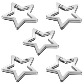 5 PCS Star Carabiner Star Keychain Clip Zinc Alloy Keychain Carabiner Snap Hook Holder Outdoor Key Clip Accessory for Hook Keys and Wallet for Camping Hiking Fishing
