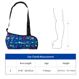 Kids Dinosaur Arm Sling with Strap Cushion & Shoulder Brace Support for Broken Arm, Dislocated Shoulder, Elbow & Wrist Injuries - Adjustable Carry Strap Pillow Immobilizer, Universal Paediatric Design (Dinosaur Pattern)