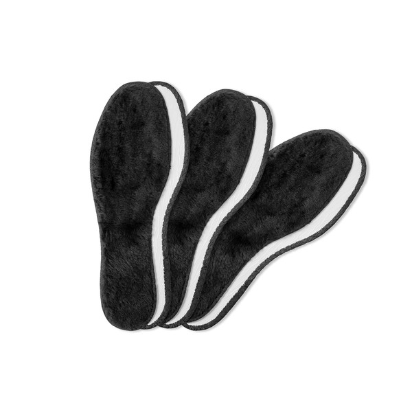 Arctic Lambskin Winter Shoe Insoles Set, 3 Pairs of Soft Bristle and Cotton Edge Shoe Inserts for Men & Women, Very Warm, 3 Pair Set, by Kaps (40 EUR / L9 US)