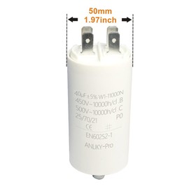 40µF 450V AMP Capacitor Motor Capacitor Starting Capacitor, CBB60 Plug Working Capacitor M8 with Nut Seal (40.0 µF)