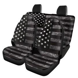 Oramclsy American Flag Car Seat Cover 4 Pieces Automotive Seat Cover Universal Car Seat Cover Full Set for Front and Back Seat Dustproof Car Seat Cushion Protector Black