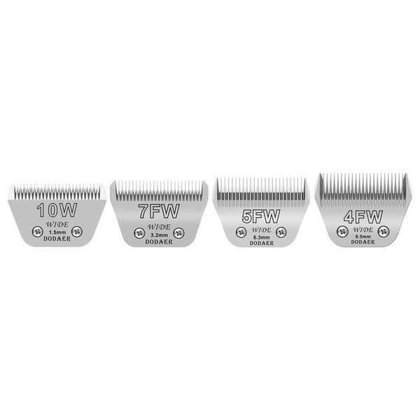 10W+7FW+5FW+4FW Detachable Dog Grooming Wide Blades,Cut Length 1/16"(1.5mm) to 3/8”(9.5mm)
