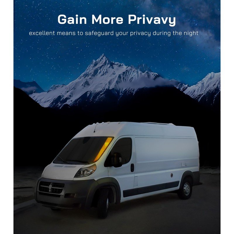 VANNCAMP Windshield Cover for Ram Promaster Van,2014-2026,Insulated Blackout Foldable Windshield