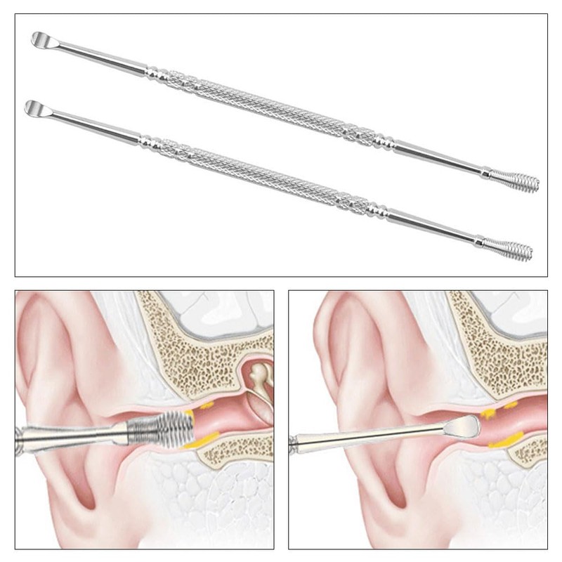 3 Pcs Stainless Steel Ear Cleaning Tool Spring Ear Spoons