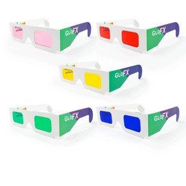 GloFX Gafas de papel para terapia de color, paquete de 5 unidades, gafas de cromoterapia, gafas de terapia de luz
