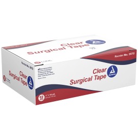 Dynarex Clear Transparent Surgical Tape, 1" x 10 yard Rolls - Box of 12 Rolls