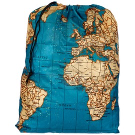 Kikkerland Travel Laundry Bag - World Map, 41cm x 56cm