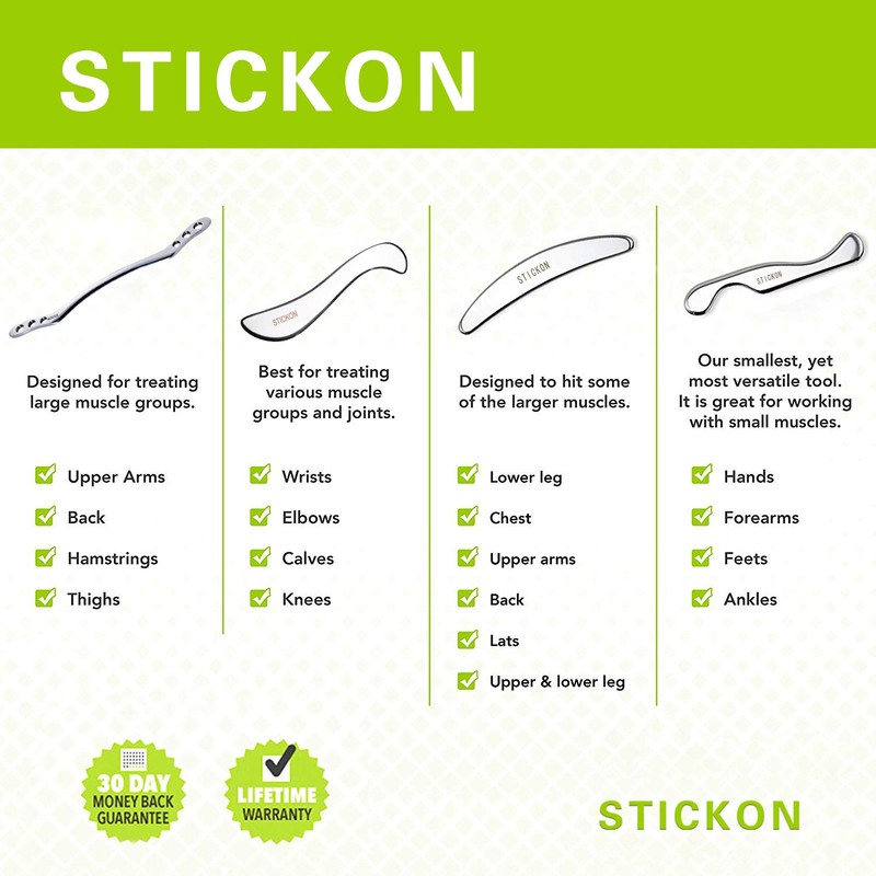 STICKON Stainless Steel Gua Sha Scraping Massage Tool Set IASTM