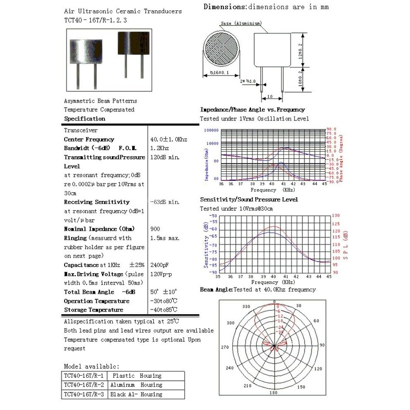 WWZMDiB 22Pcs TCT40-16R/T 16mm Ultrasonic Transceiver Probe Set（11 Transmitters +