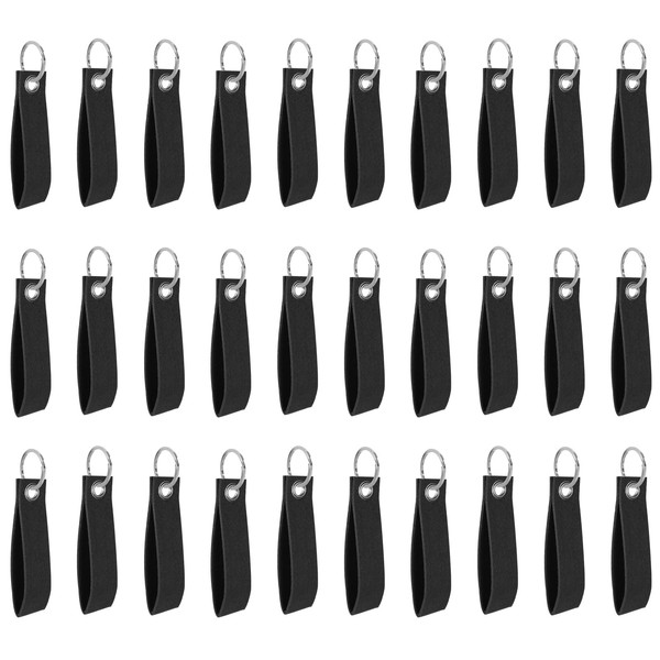Tibapla 30Pcs Black Felt Wristlet Keychain, Fob Lanyard for Key,