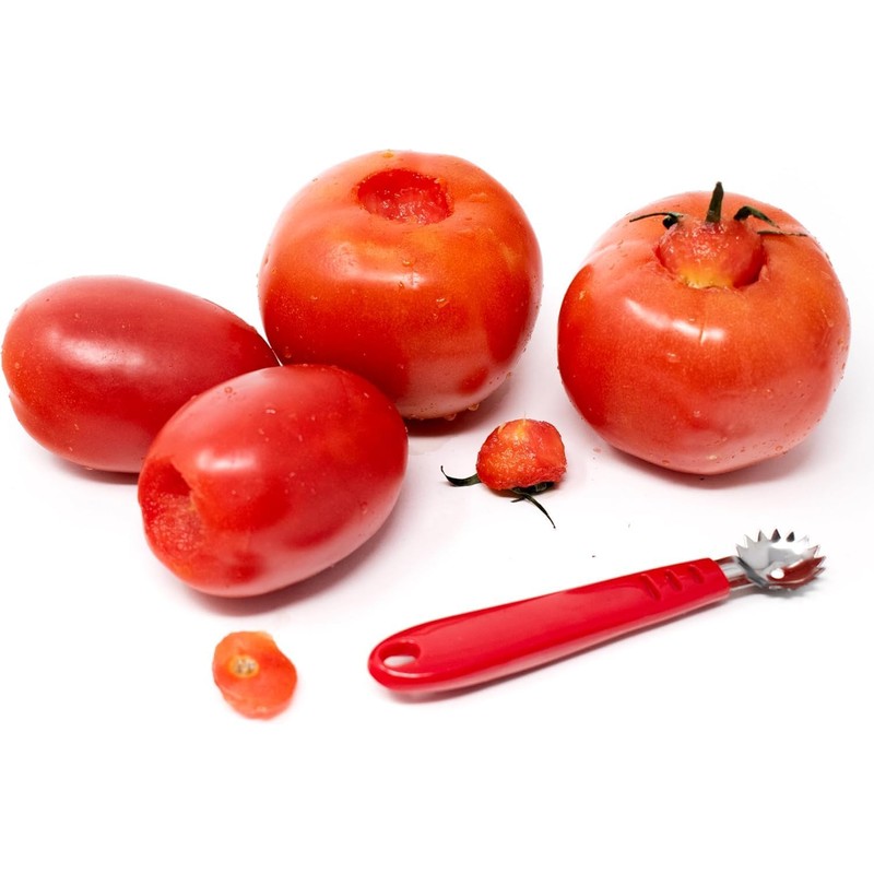Norpro Descorazonador de Frutas de Acero Inoxidable, Rojo y Acero