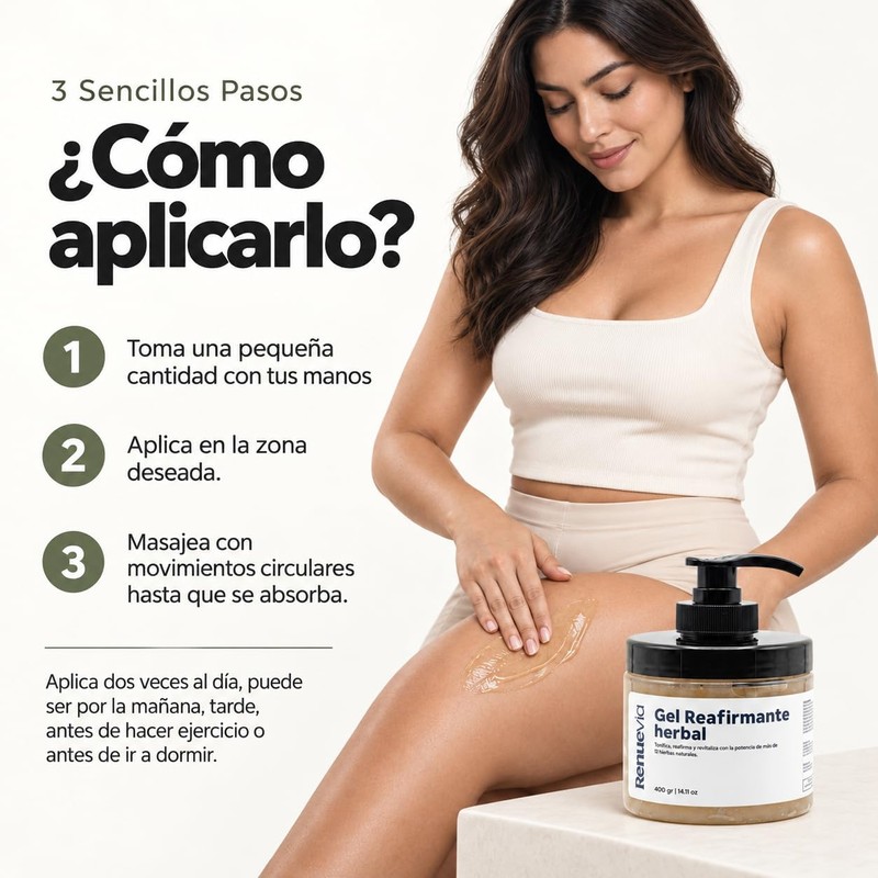 Gel Reafirmante Herbal, 400 g, Fórmula Natural con Mentol y