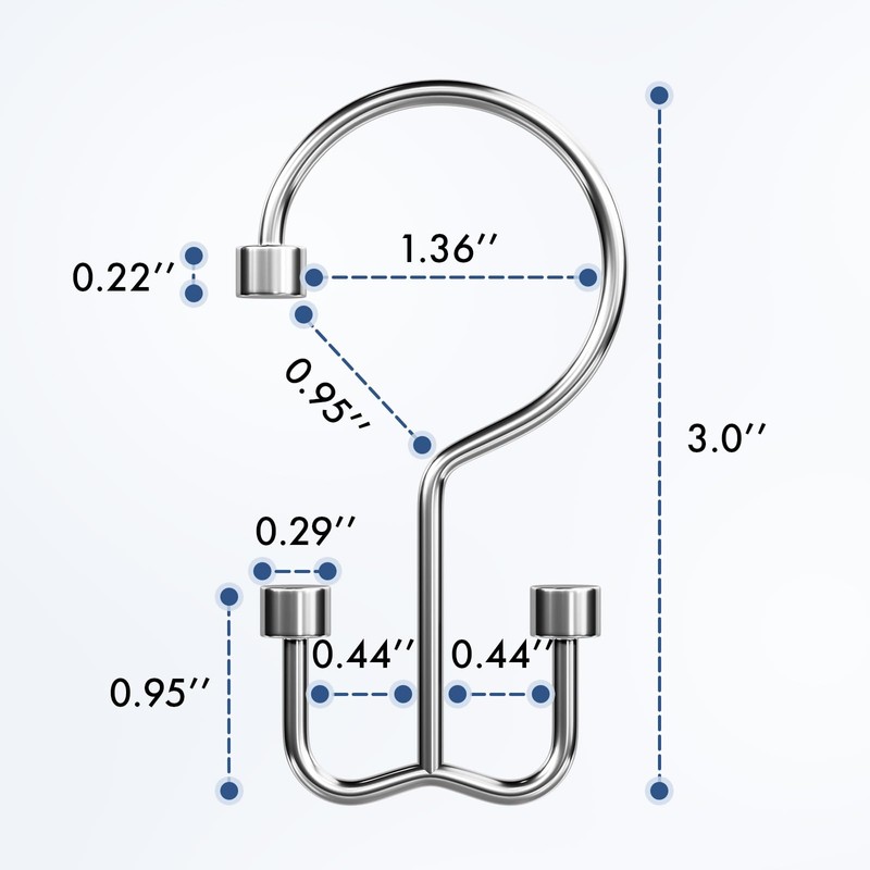 Bathway Shower Curtain Hooks Chrome Shower Curtain Rings, 12 Pcs