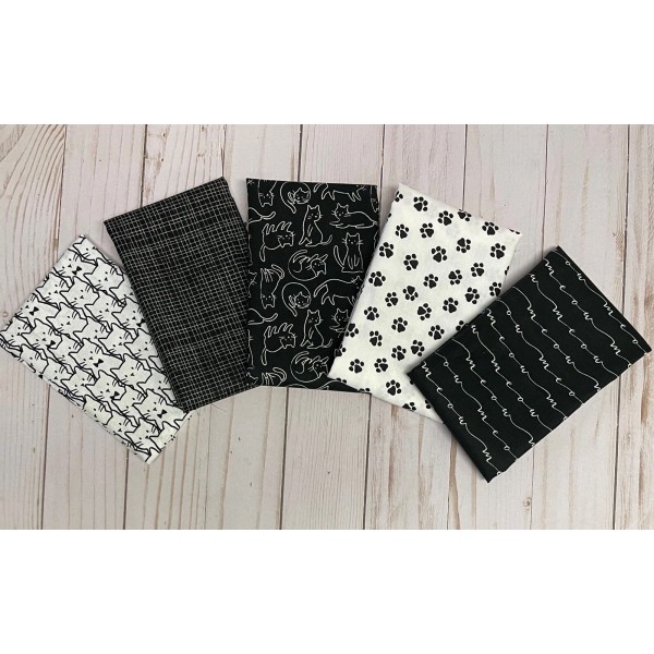 Camelot Fabrics Fabric FQ Fat Quarters Set 5 Cat Kitten