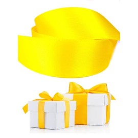 38mm Satin Ribbon Yellow in 5 Meters - GCS London® for Gifts Wrap, Decoration, Wedding, Events, Party, Cloths, Sew, Bows, Cars, Floral…