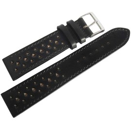 Fluco Shell Cordovan Racing 20mm Black Leather Watch Strap