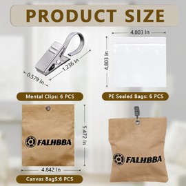 6 Pack Outdoor Curtain Weights 27oz Outdoor Curtain Weights Bags Weighted Bottom Drapery Weights with Metal Clips Windproof Sandbag for Patio,Pergola,Cabana,Gazebo(Brown)