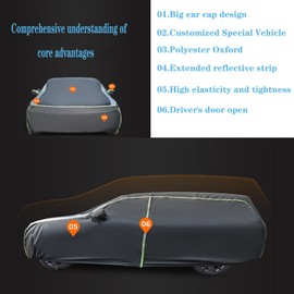 Car Covers Fit for VW Beetle Bug Sedan 2-Door 1960-1980, with Door Zipper Reflective Strip Windproof Bands, Polyester Oxford Waterproof from Snow Rain Dust Sun for All Weather