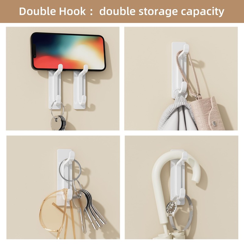 12-Pack Stick on Hooks for Hanging - Extra Sticky 6KG